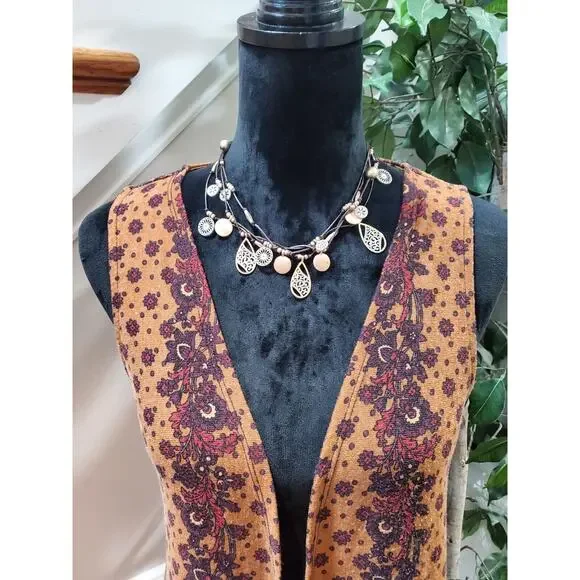 Est. 1946 Women Brown Polyester Sleeveless Casual Open Front Vest Size Large - Picture 11 of 12